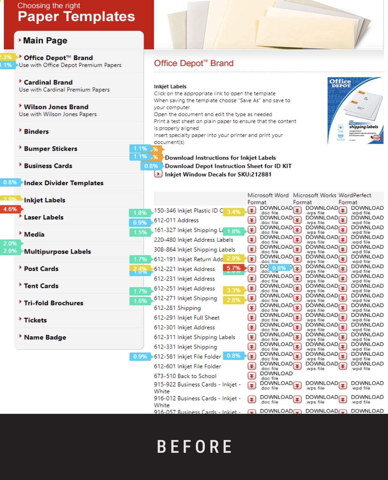 Office Depot | Paper Templates Web UX/UI